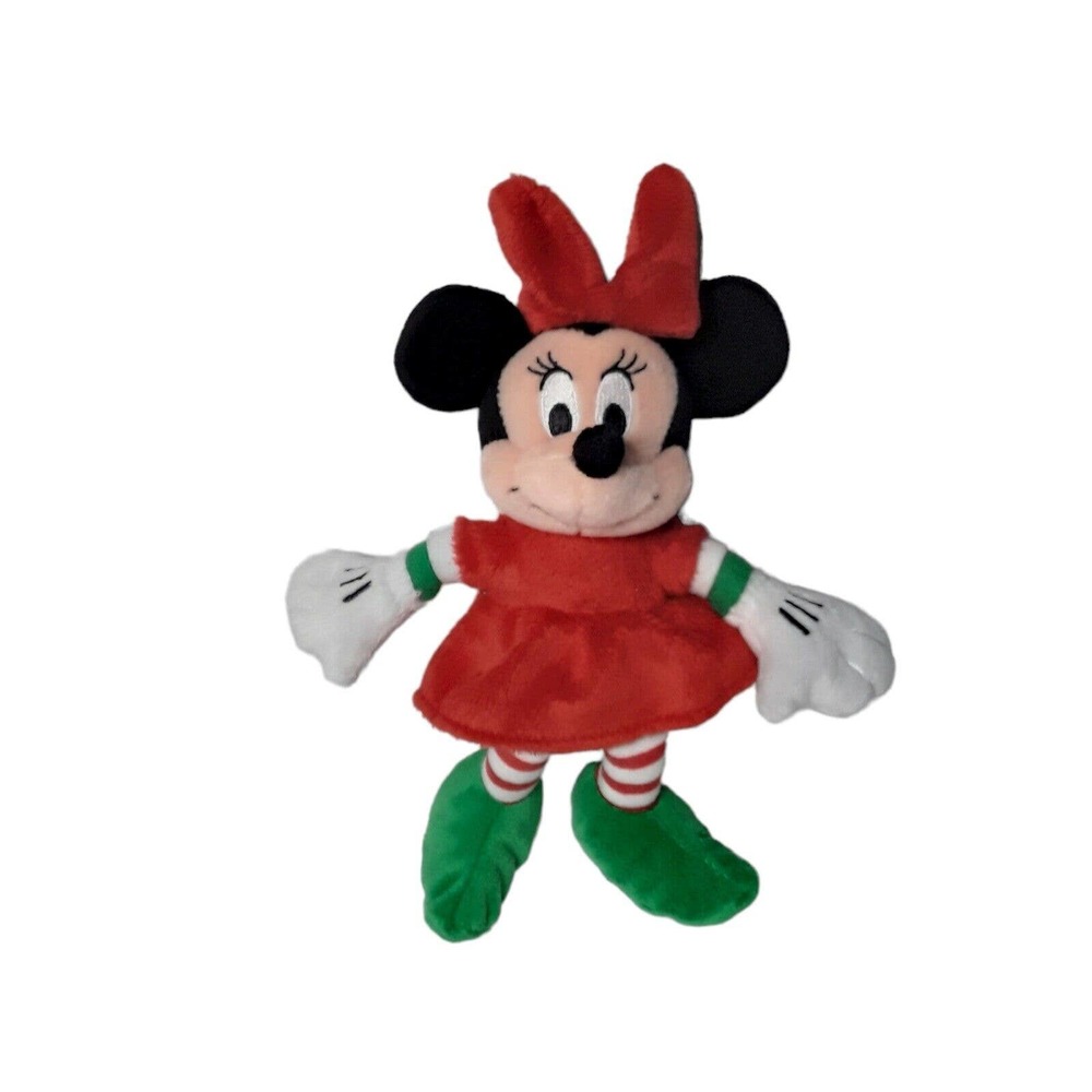 Ty Minnie Mouse Bean Bag Plush 8" Solid Red Dress Green Shoes Disney Soft Toy